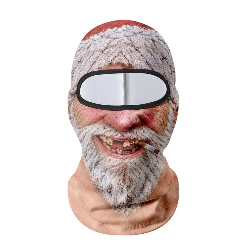Papy Noël — cagoule de ski visage de papy à barbe blanche et bonnet rouge