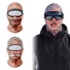 Cagoule visage de papy portée en extérieur