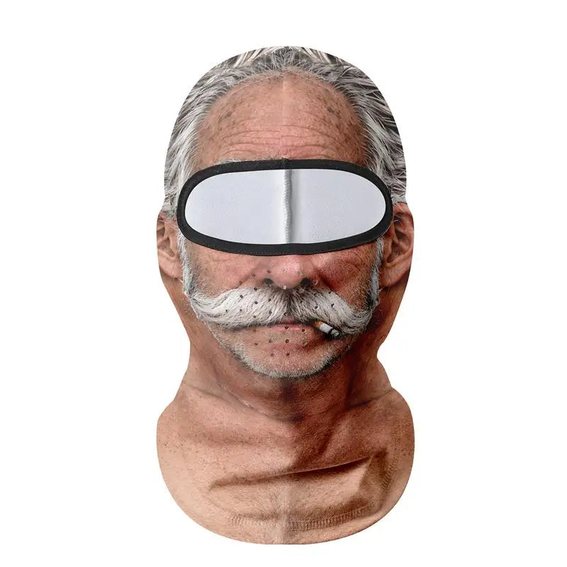 Papy Gérard — cagoule de ski visage de papy à moustache blanche