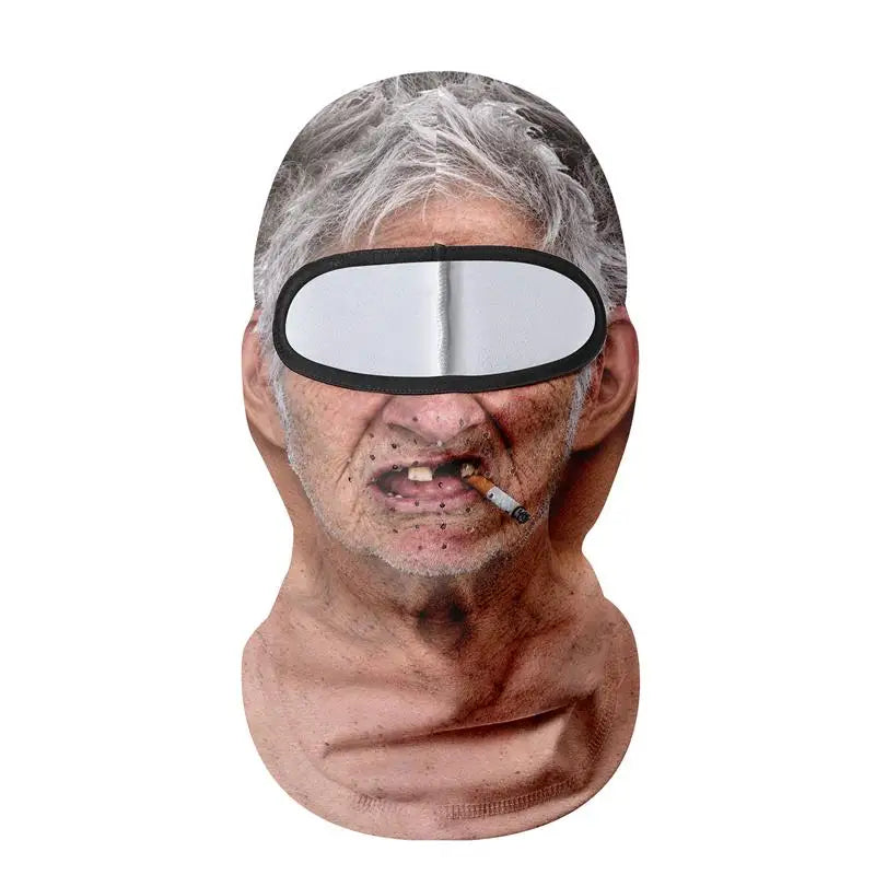 Papy Lucien — cagoule de ski visage de papy aux cheveux gris
